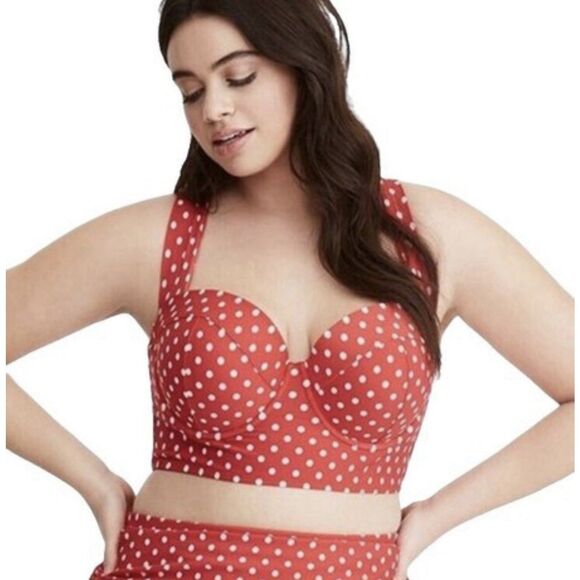 Torrid Polka Dot Bathing Suit Top Size 4X- Red/ White - Picture 1 of 8
